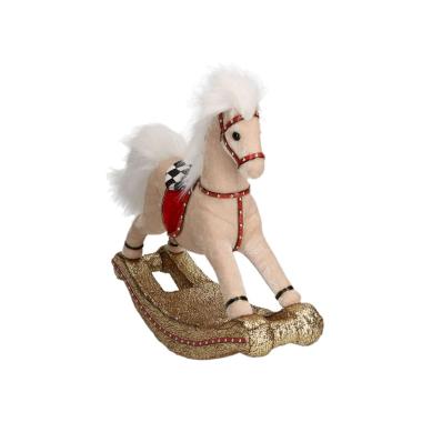 Cavallo a Dondolo in Tessuto Bianco cm.33x9x27 |Vacchetti