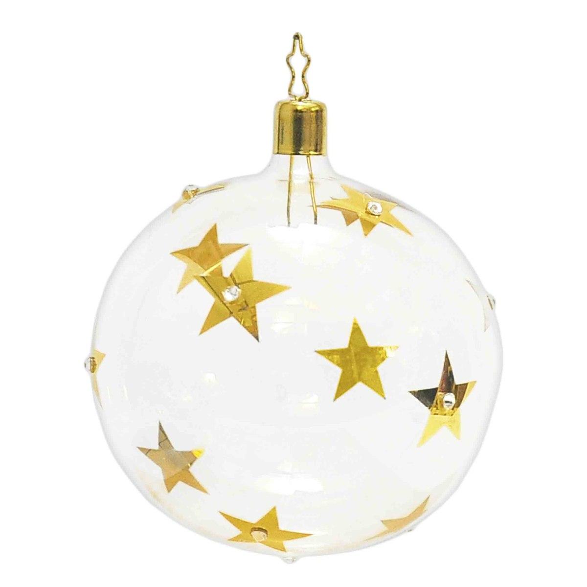 Pallina Natale Vetro Collezione cm.8 Le Carat Oro Set pz.4 |Inge's Glass