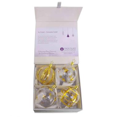Pallina Natale Vetro Collezione cm.8 Le Carat Oro Set pz.4 |Inge's Glass
