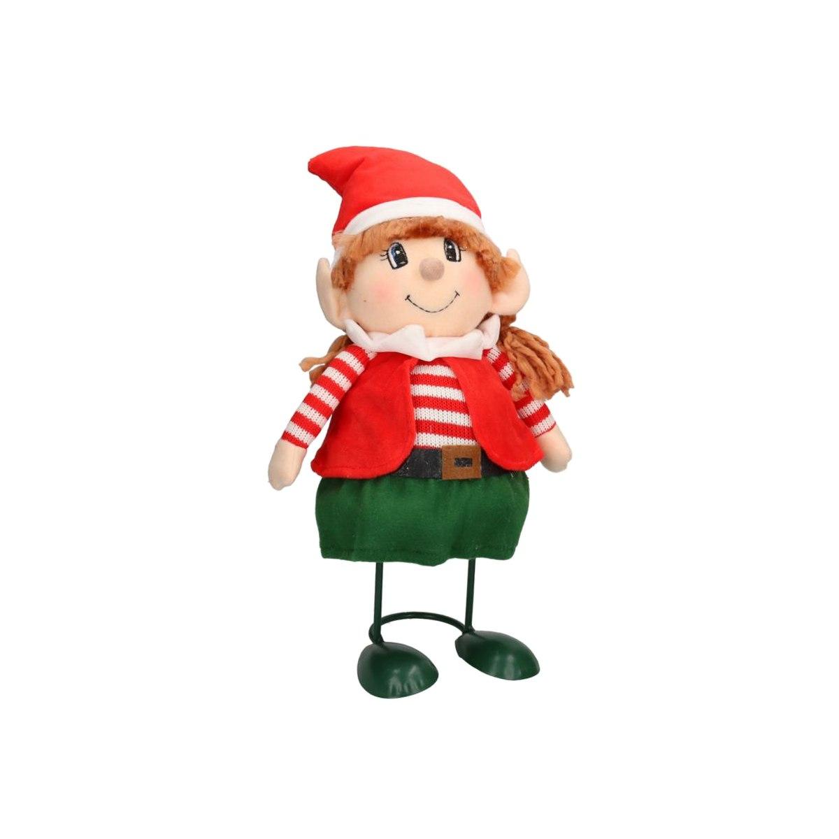 Elfo Tessuto Rosso/Verde Gambe Metallo cm.36