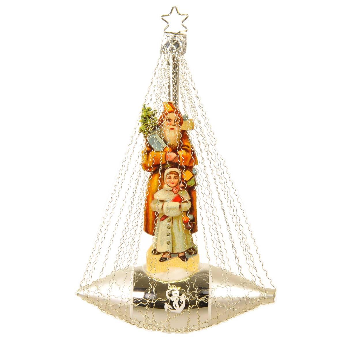 Pallina Natale Vetro Collezione cm.15 Babbo con Nave |Inge's Glass