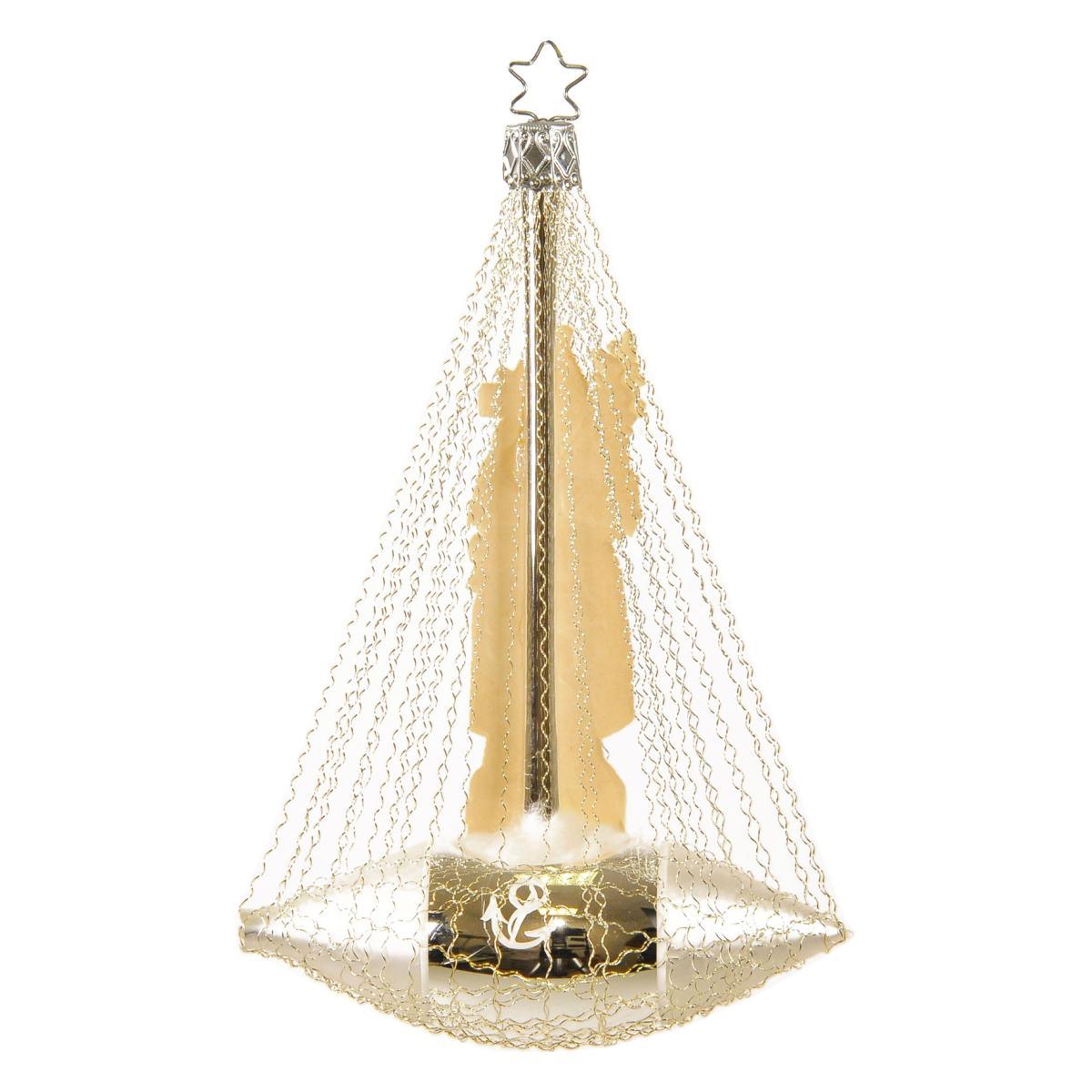 Pallina Natale Vetro Collezione cm.15 Babbo con Nave |Inge's Glass