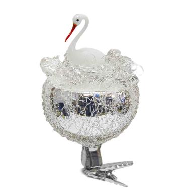 Pallina Natale Vetro Collezione cm.11,5 Cigno |Inge's Glass