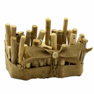 Portacandela Legno con Tronchi cm.23 |Vacchetti