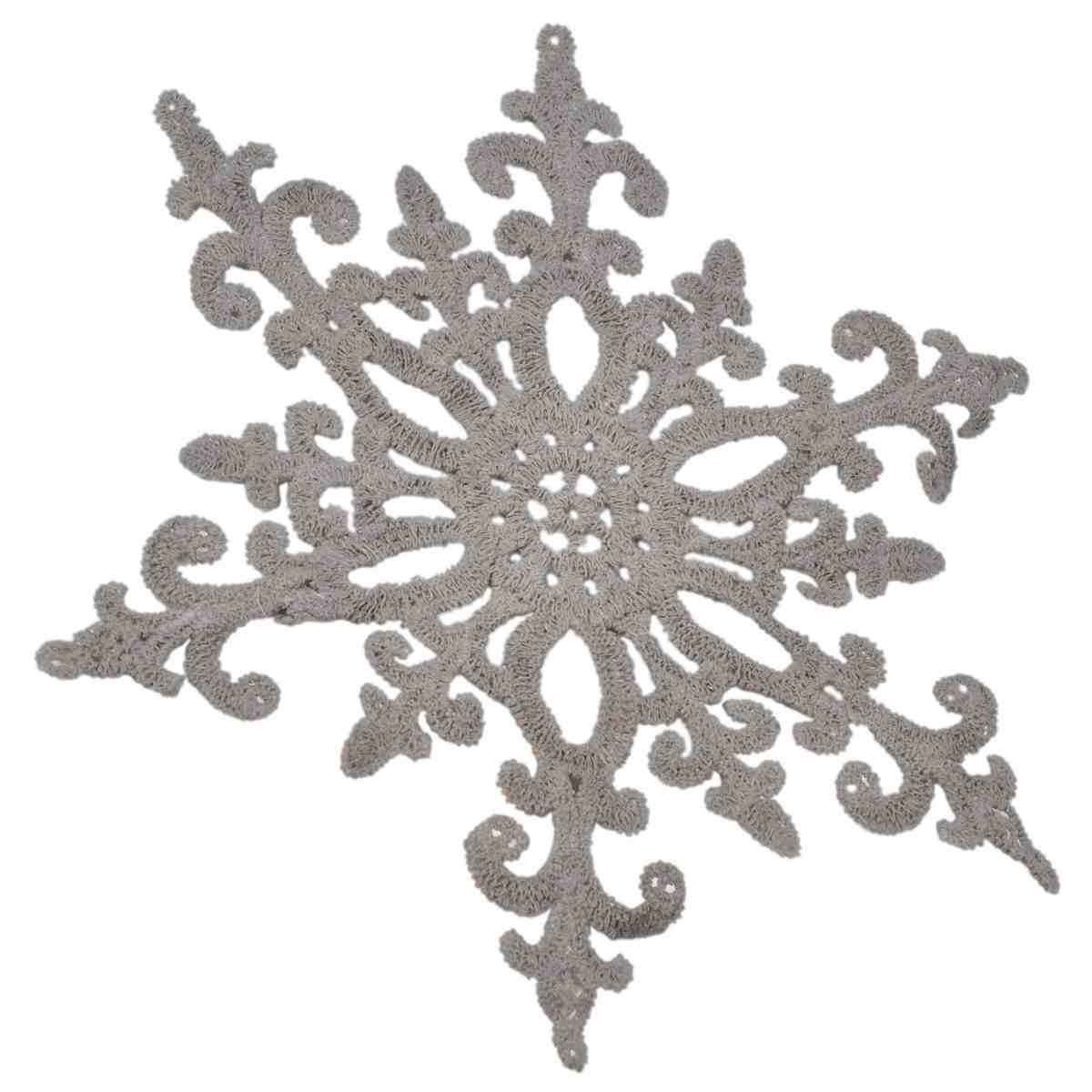 Decorazione Natalizia Fiocco Neve Pizzo Tortora cm.17 |Vacchetti