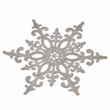 Decorazione Natalizia Fiocco Neve Pizzo Tortora cm.Ø12,5 |Vacchetti