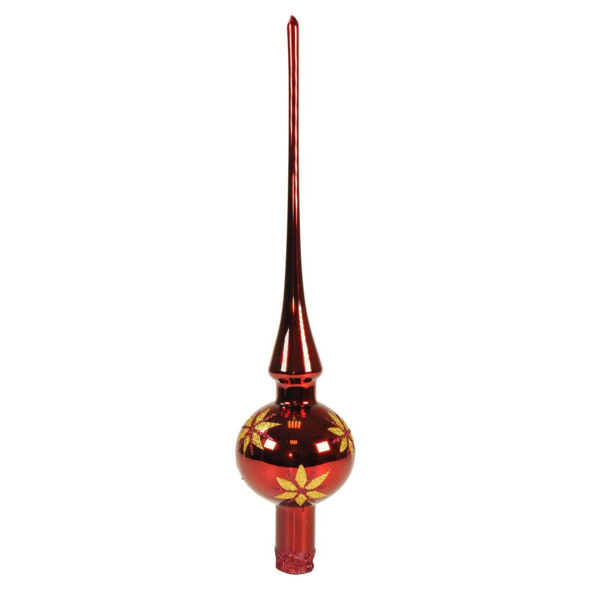 Puntale Albero Natale Vetro cm.30 Rosso Scuro/Oro |Inge's Glass