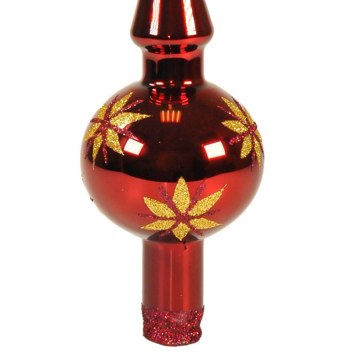 Puntale Albero Natale Vetro cm.30 Rosso Scuro/Oro |Inge's Glass