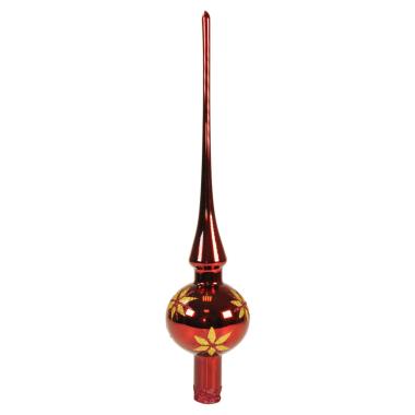 Puntale Albero Natale Vetro cm.30 Rosso Scuro/Oro |Inge's Glass