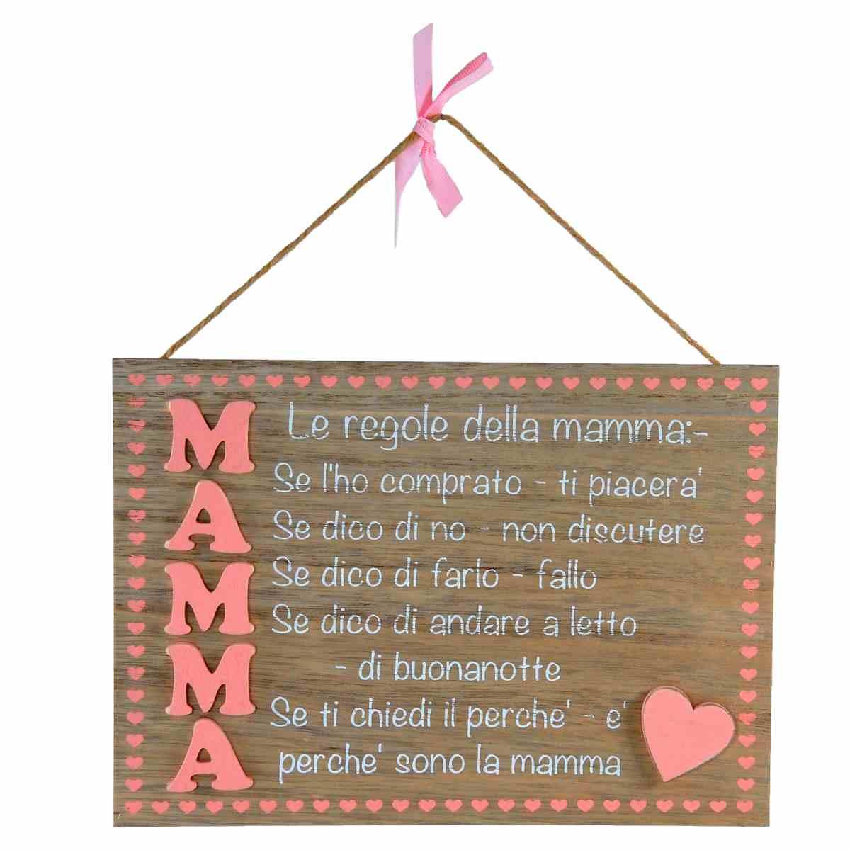 Targa Legno Regole Mamma cm.24x17 | Vacchetti