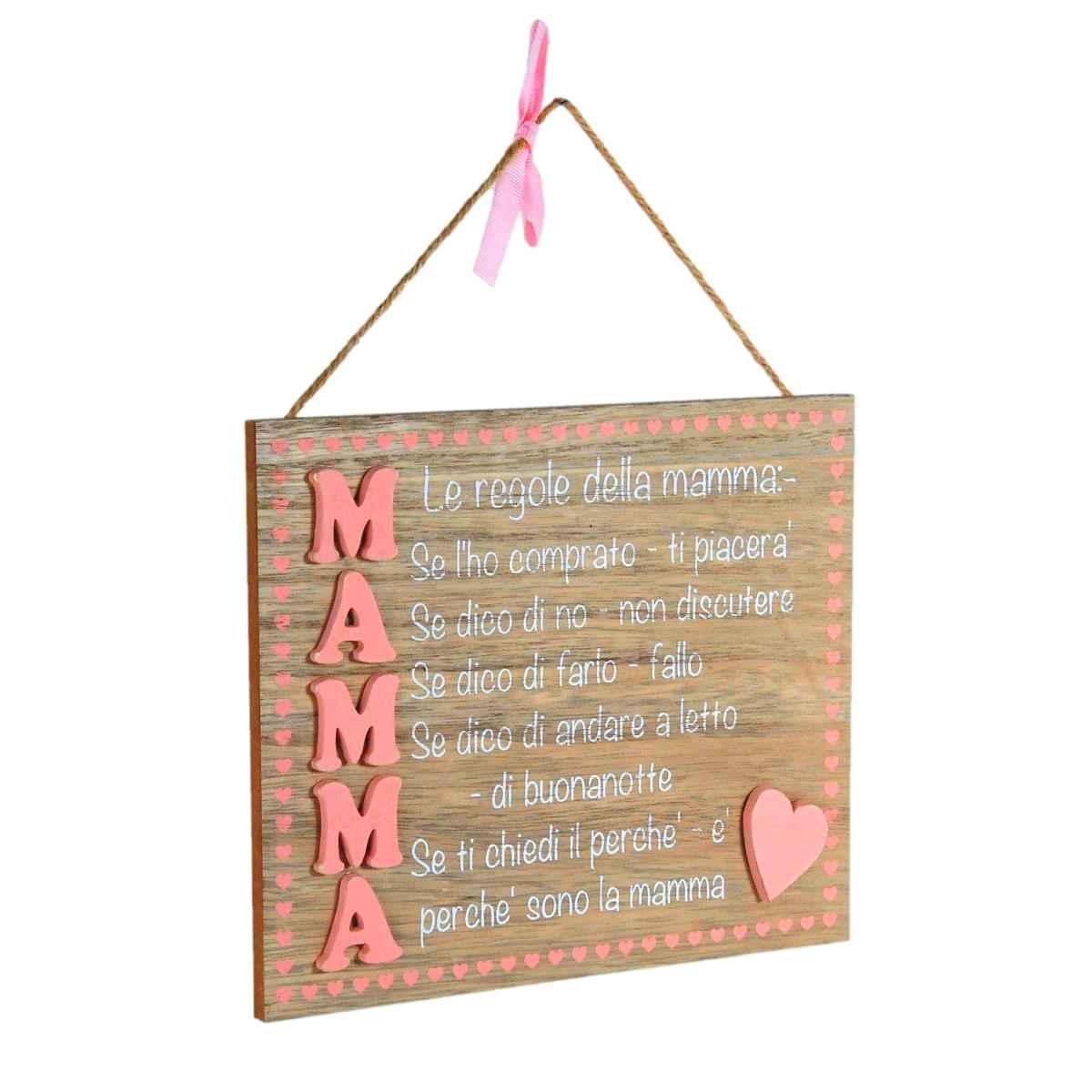 Targa Legno Regole Mamma cm.24x17 | Vacchetti