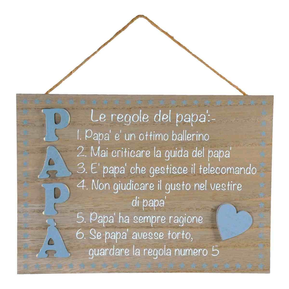 Targa Legno Regole Pap cm.24x17 | Vacchetti