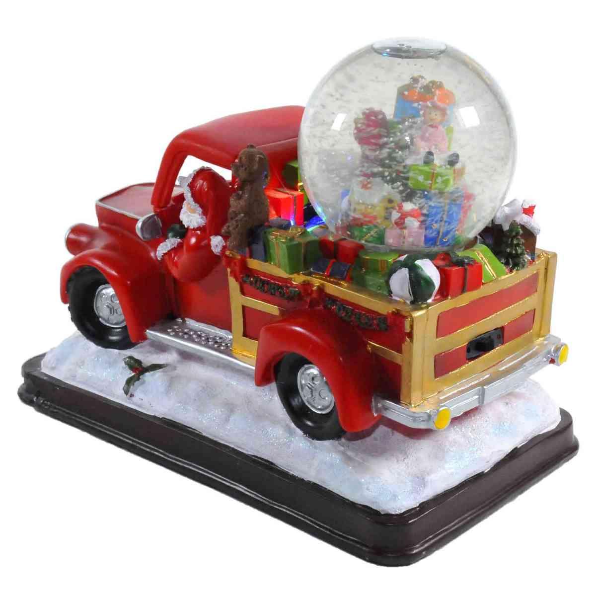 Sfera natalizia furgoncino musica led batterie modello a 23 cm