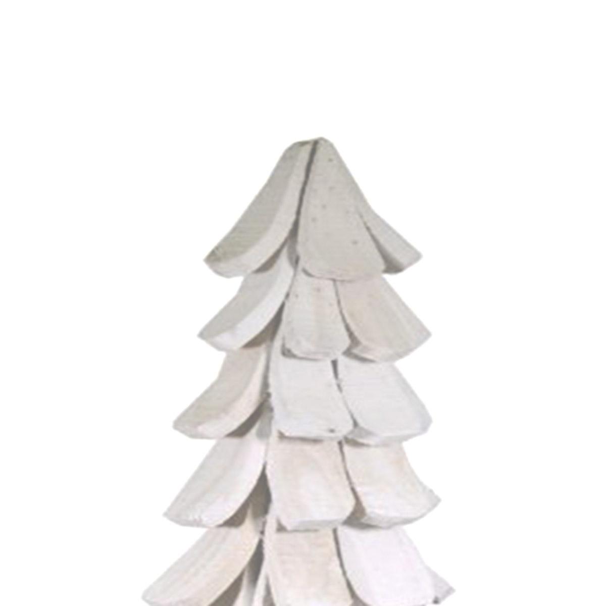 Albero Natale cm.132 Bianco Legno con LED Verdi |Vacchetti