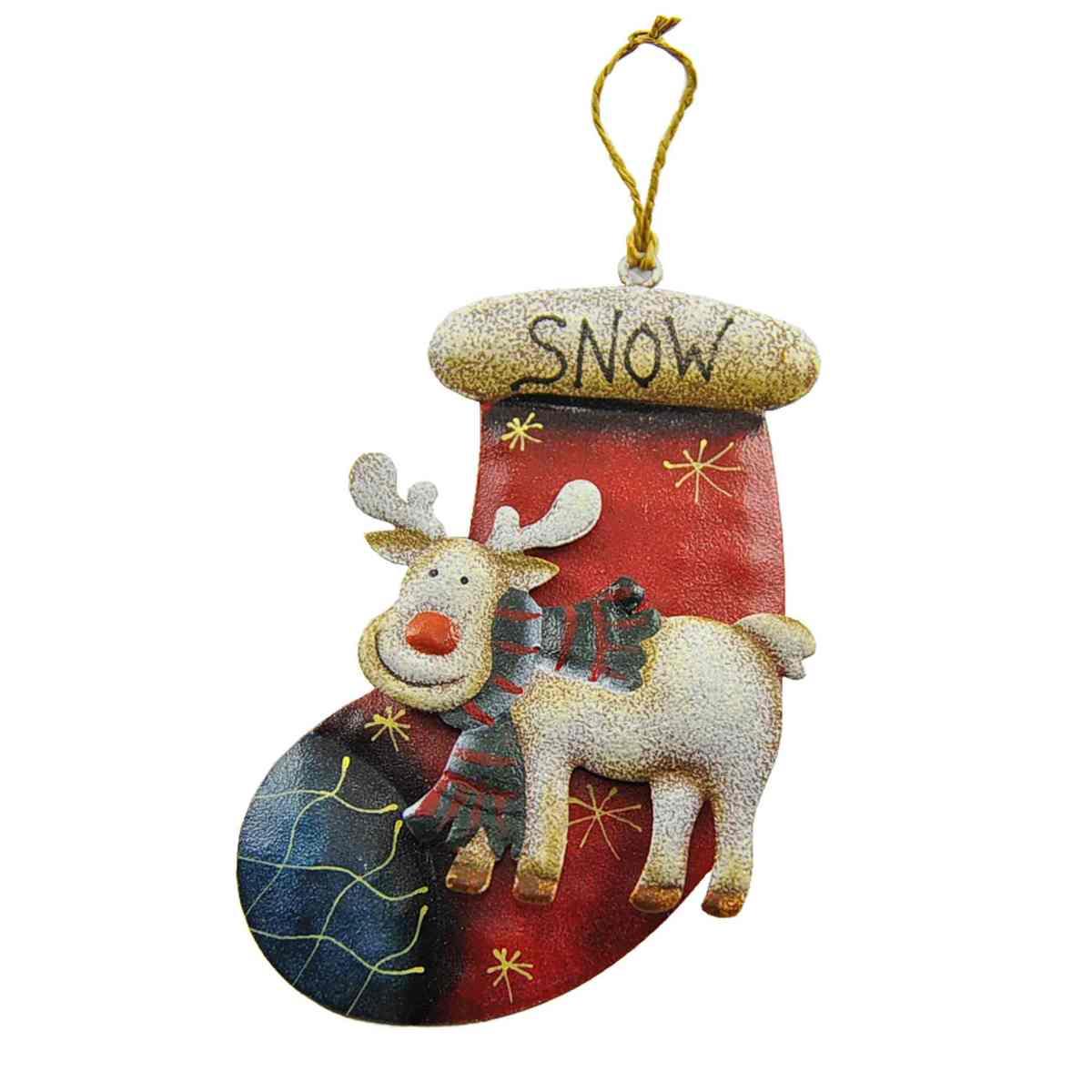 Decorazione Natalizia Calza con Renna Metallo cm.8,5xh12,5 |Vacchetti