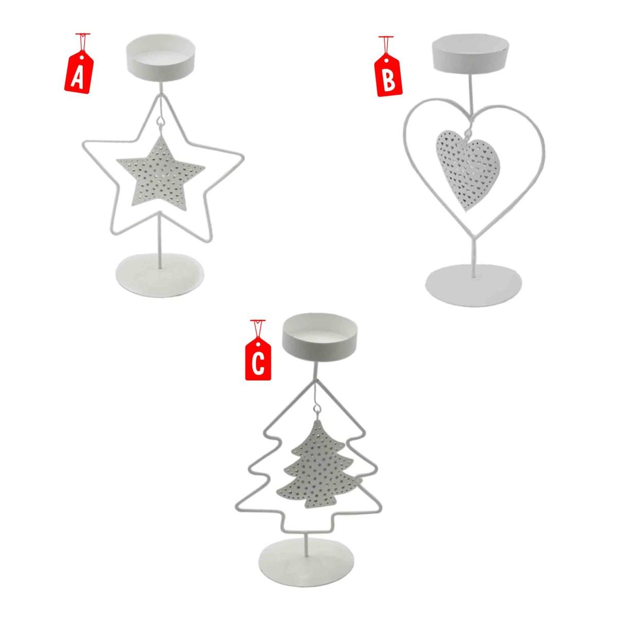 Portacandela natale metallo modelli 11 x 20 cm