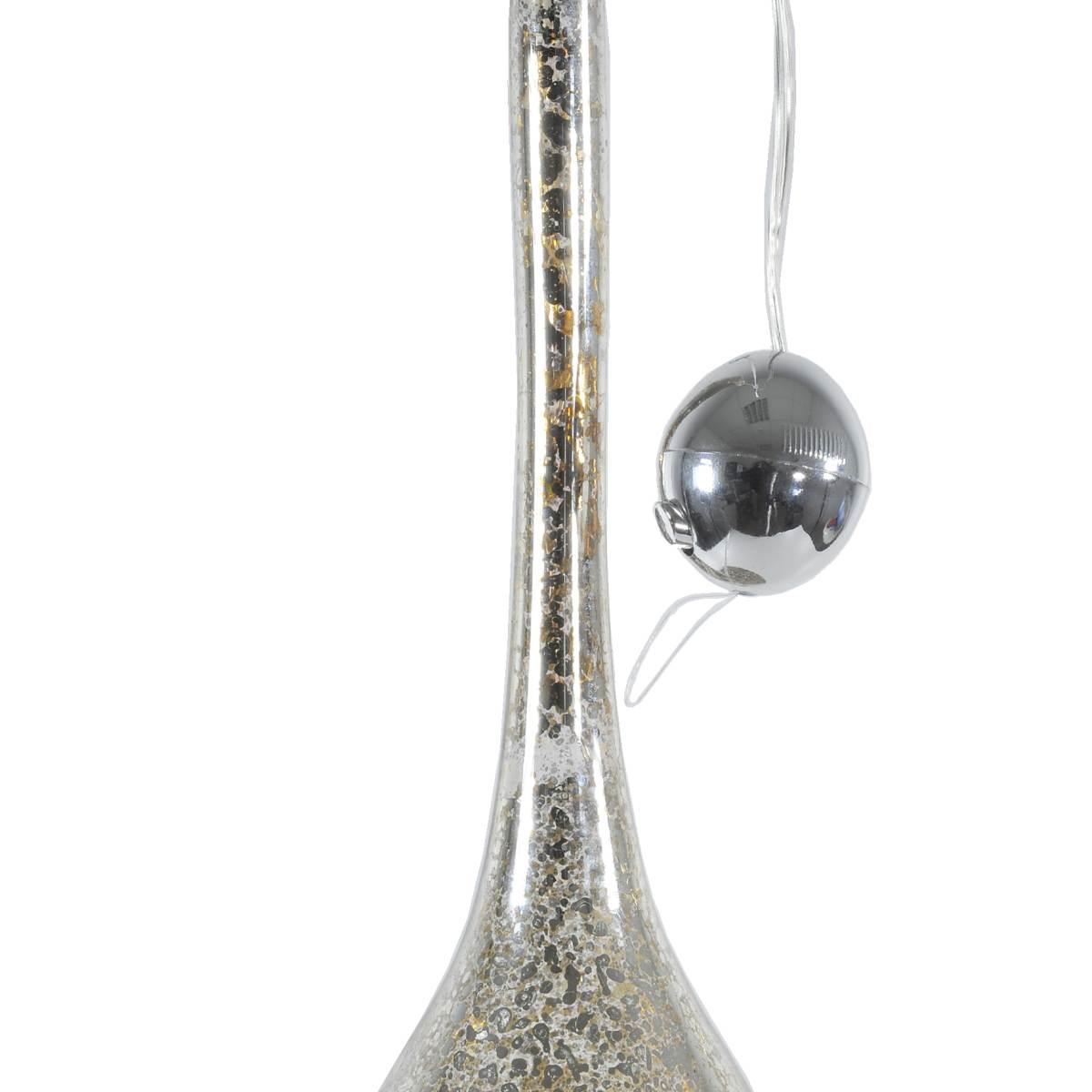 Pallina Natale Vetro cm.32 Argento con 15 MicroLED |Vacchetti