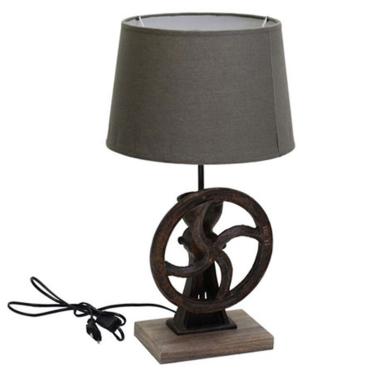 Lampada Tavolo Legno Resina Ruota cm.30x55 | Vacchetti