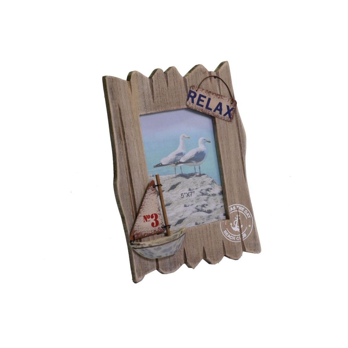 Cornice Legno Mare con Barca cm.13x18 | Vacchetti