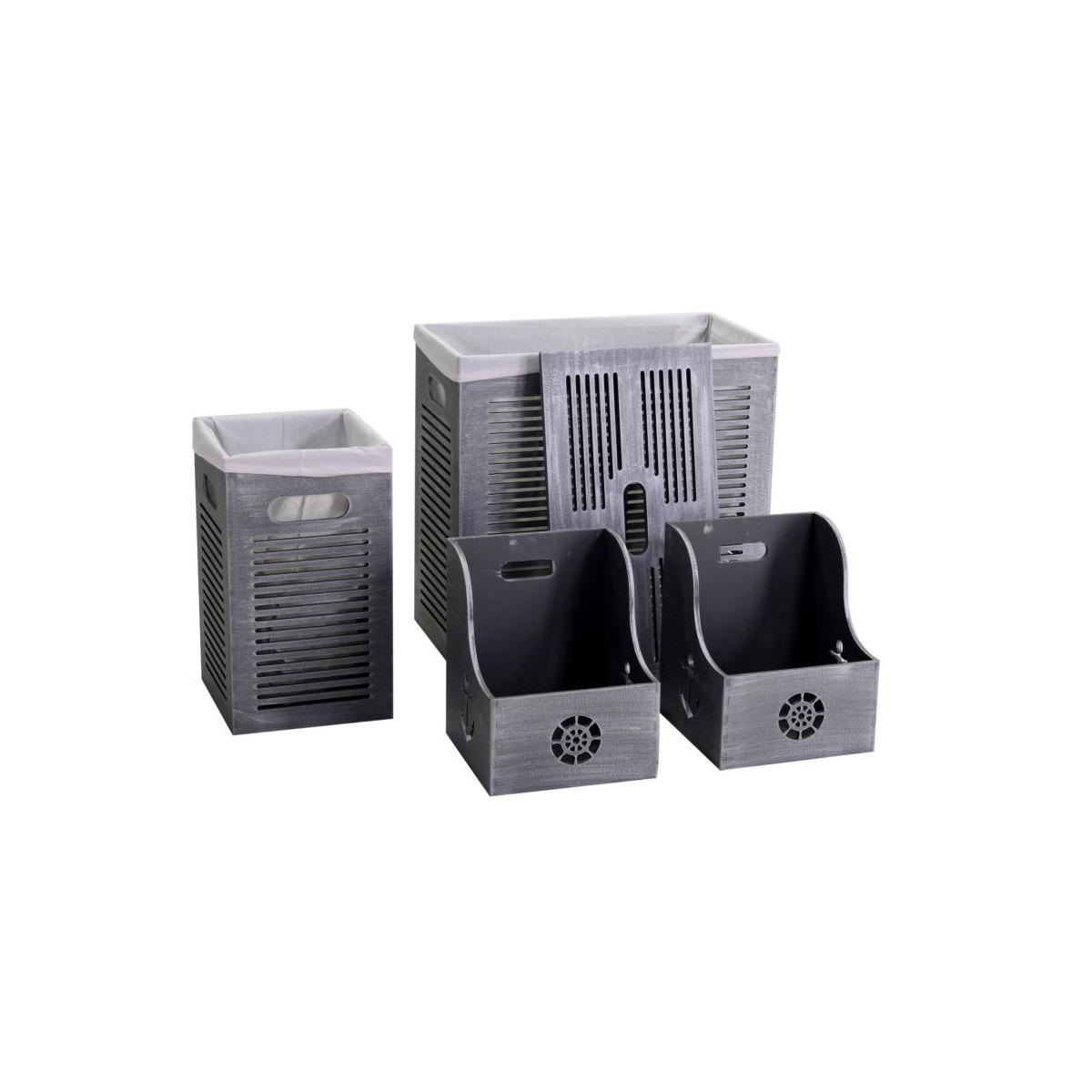 Cesto Legno Portaoggetti Grigio cm.26x26x31 | Vacchetti