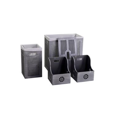 Cesto Legno Portaoggetti Grigio cm.26x26x31 | Vacchetti