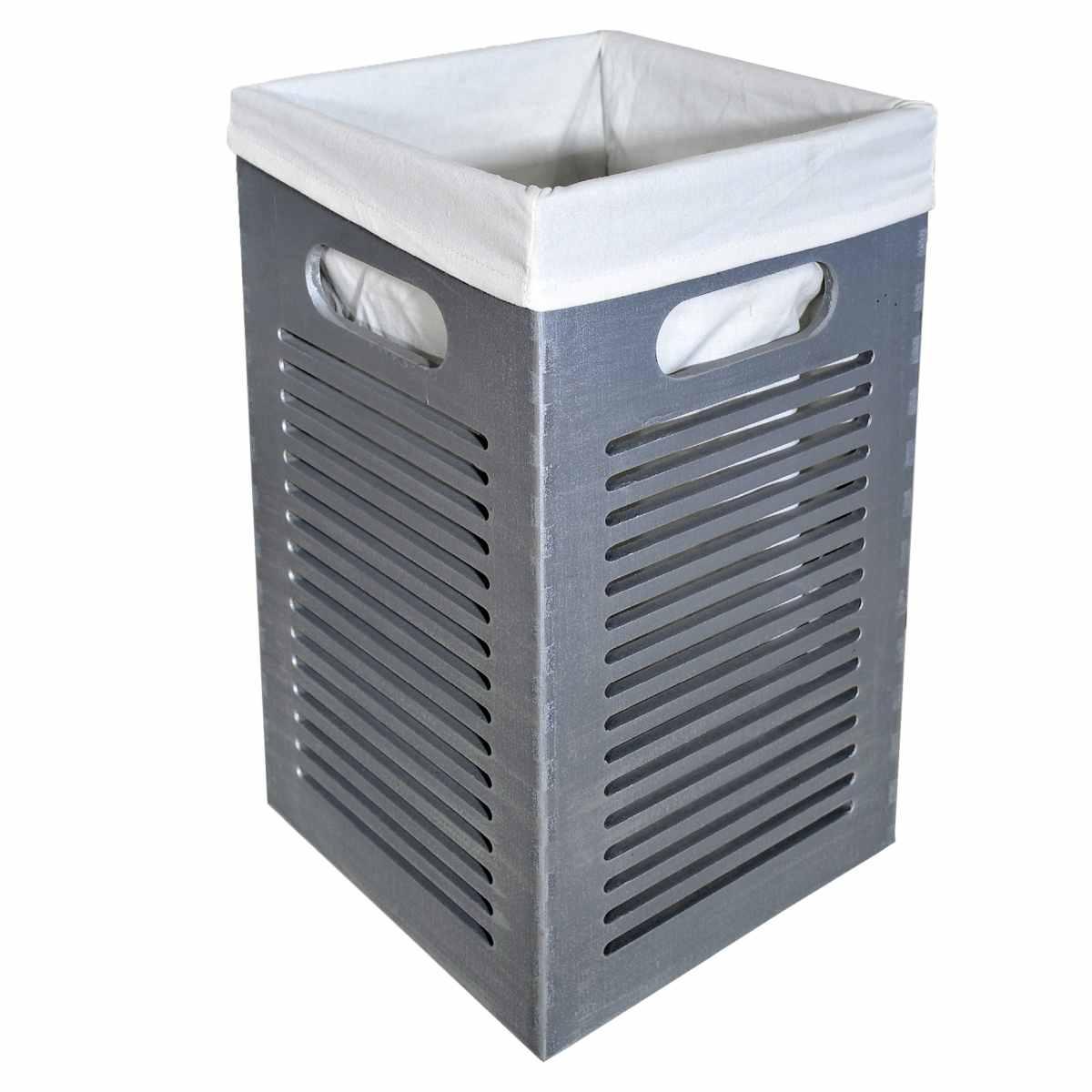 Cesto Legno Quadrato Grigio cm.26x26x45 | Vacchetti