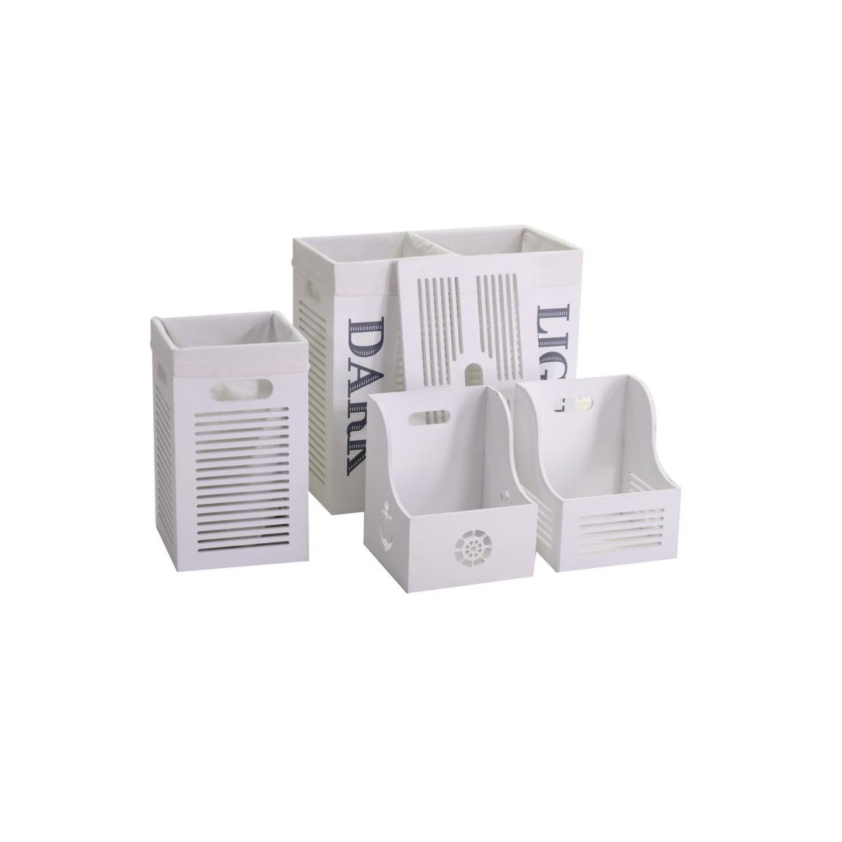 Cesto Legno Portaoggetti Bianco cm.26x26x31 | Vacchetti