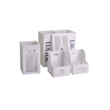 Cesto Legno Portaoggetti Bianco cm.26x26x31 | Vacchetti