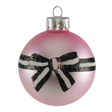 Pallina Natale Vetro cm.6 Rosa con Fiocco |Inge's Glass