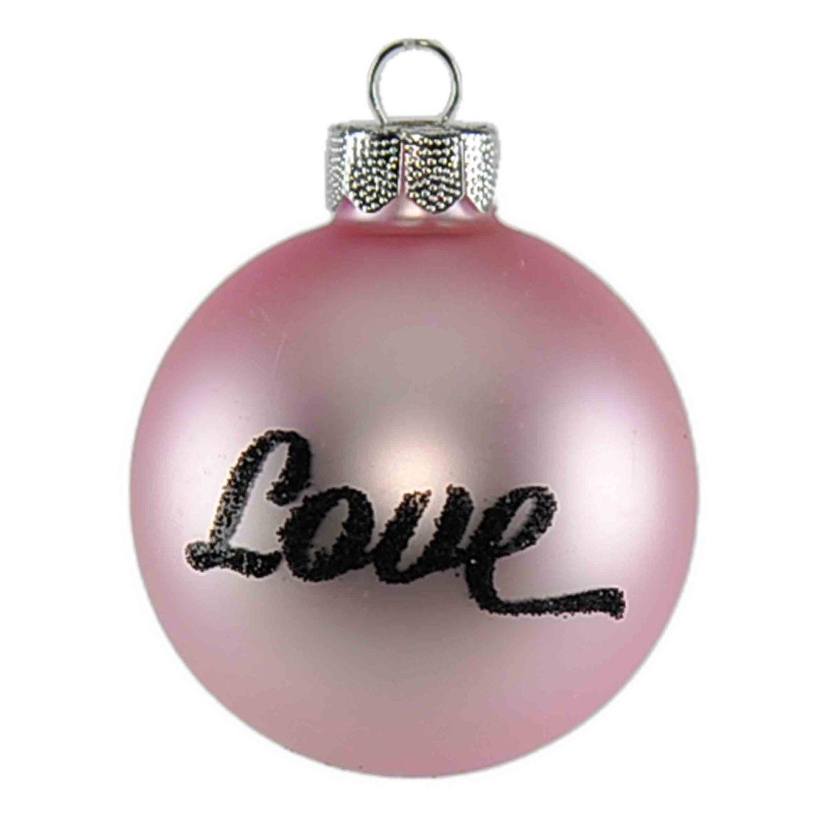 Pallina Natale Vetro cm.6 Rosa con Scritta Love |Inge's Glass