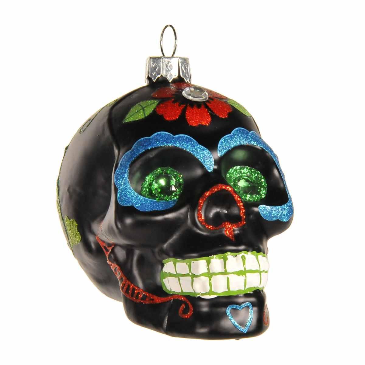 Pallina Natale Vetro Collezione cm.9 Teschio Nero |Inge's Glass