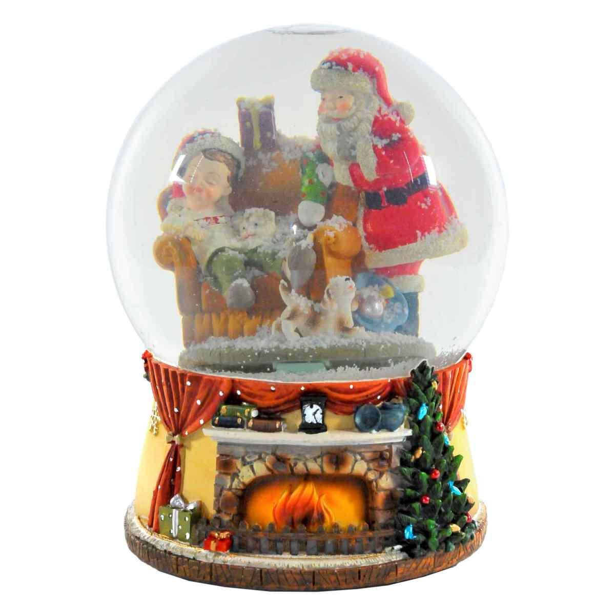 Sfera Natale con Babbo e Bimbo a Batterie cm.Ø15x20 |Vacchetti