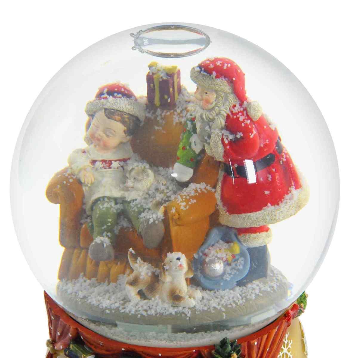 Sfera Natale con Babbo e Bimbo a Batterie cm.Ø15x20 |Vacchetti