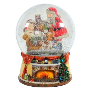 Sfera Natale con Babbo e Bimbo a Batterie cm.Ø15x20 |Vacchetti