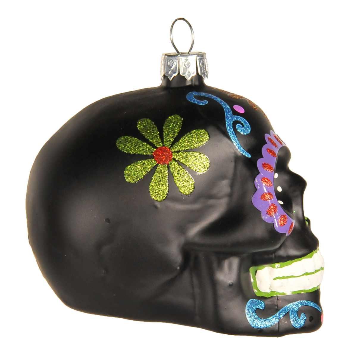 Pallina Natale Vetro Collezione cm.9 Teschio Nero |Inge's Glass