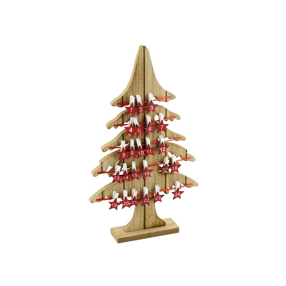 Calendario Avvento Albero Legno Mollette cm.42 |Vacchetti