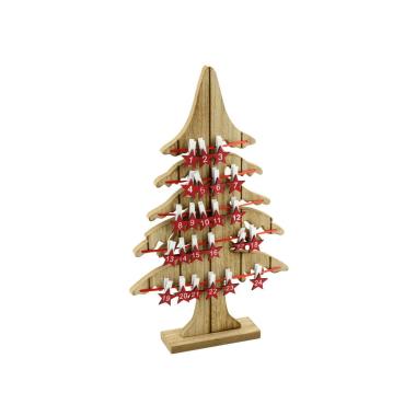 Calendario Avvento Albero Legno Mollette cm.42 |Vacchetti