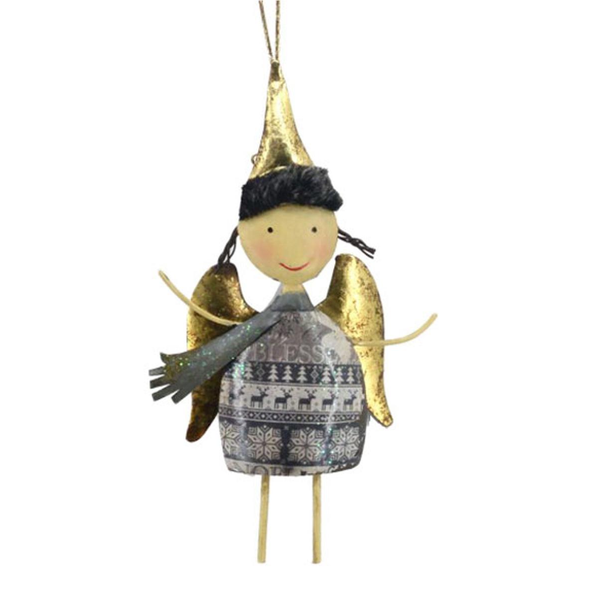 Decorazione Natalizia Angelo Metallo con Sciarpa cm.28 |Vacchetti