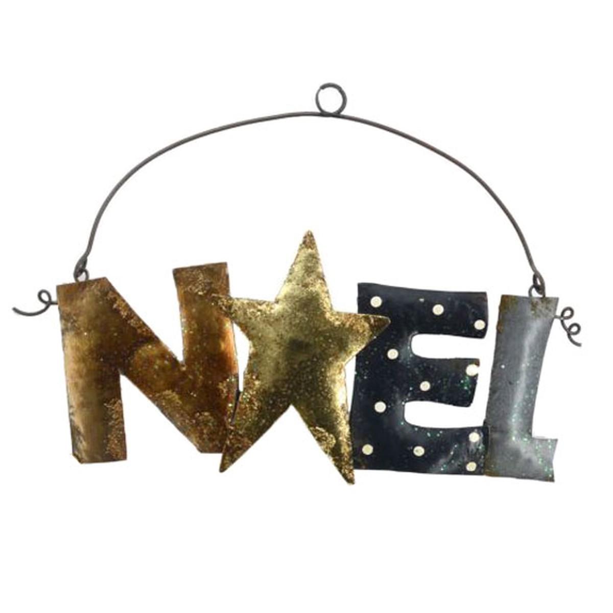 Targa Natalizia Metallo Scritta Noel cm.31x12 |Vacchetti