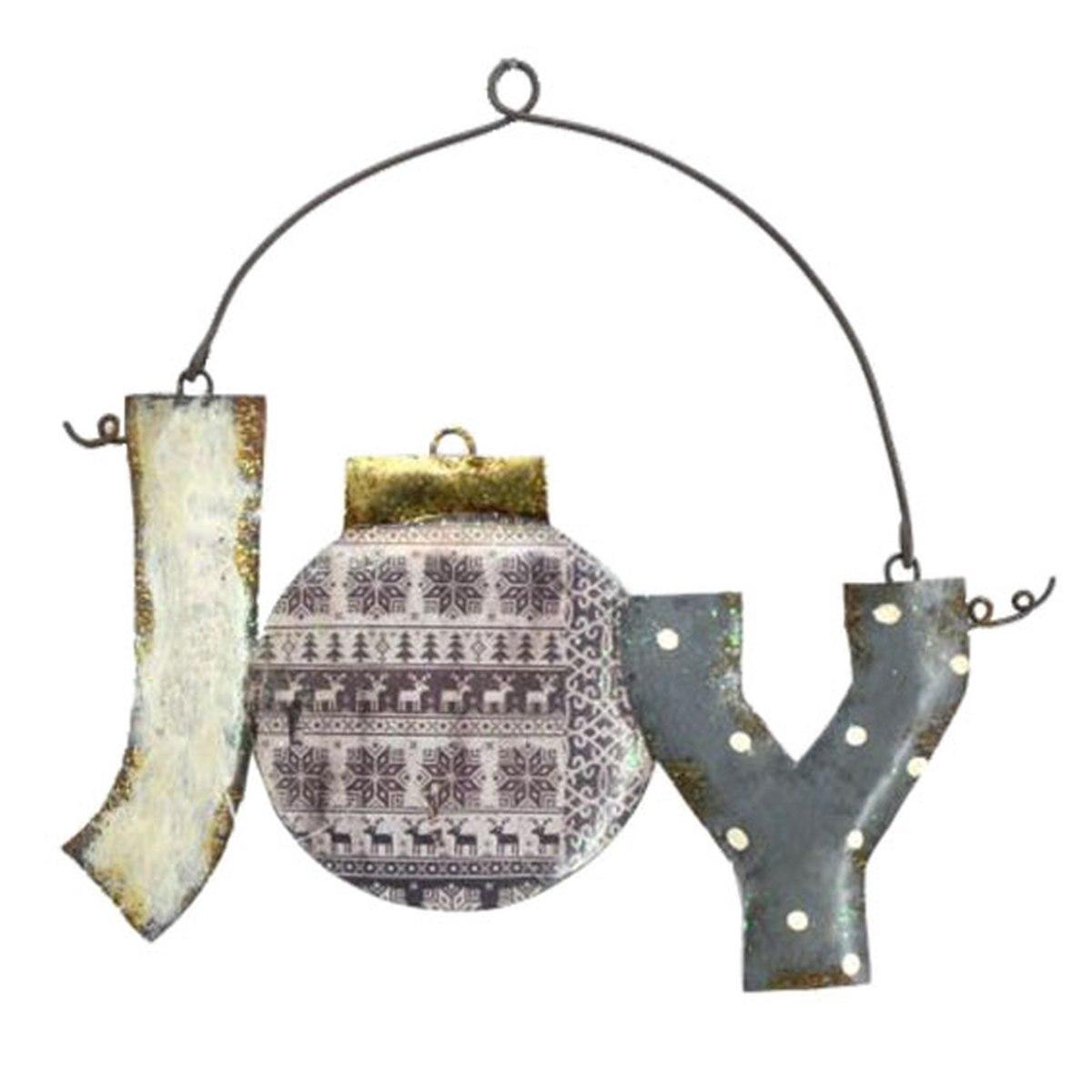 Targa Natalizia Metallo Scritta Joy cm.31x12 |Vacchetti