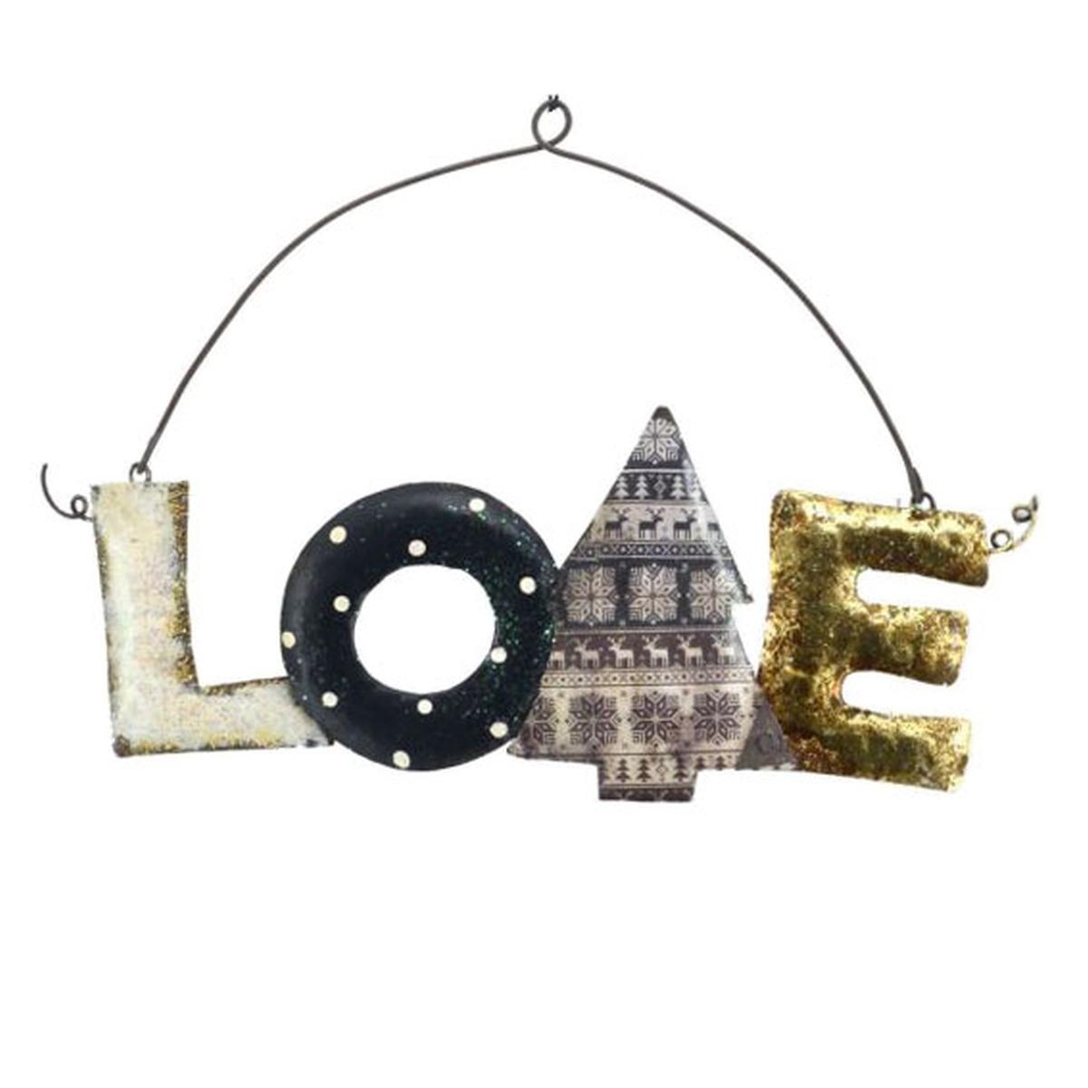 Targa Natalizia Metallo Scritta Love cm.31x12 |Vacchetti