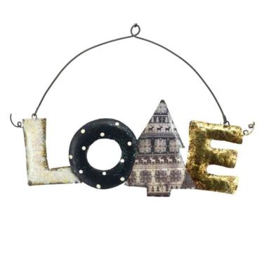 Targa Natalizia Metallo Scritta Love cm.31x12 |Vacchetti