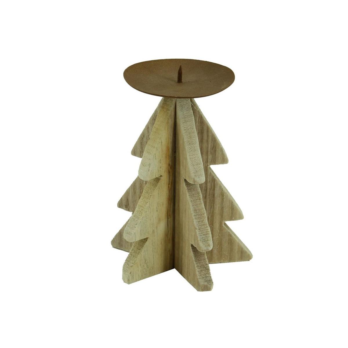 Portacandela 1 Posto Natale Albero Legno cm.10x15 |Vacchetti