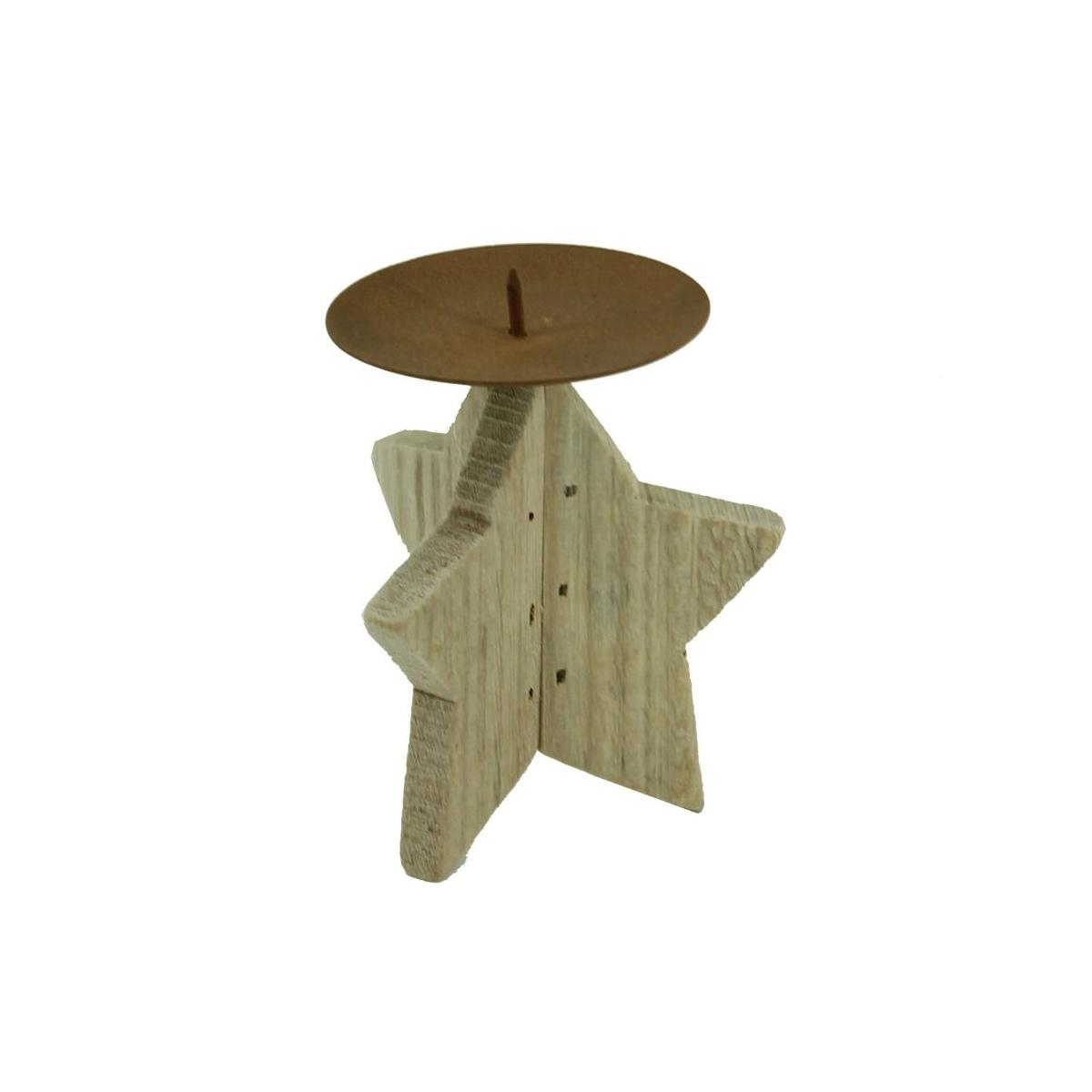 Portacandela 1 Posto Natale Stella Legno cm.Ø9x12 |Vacchetti