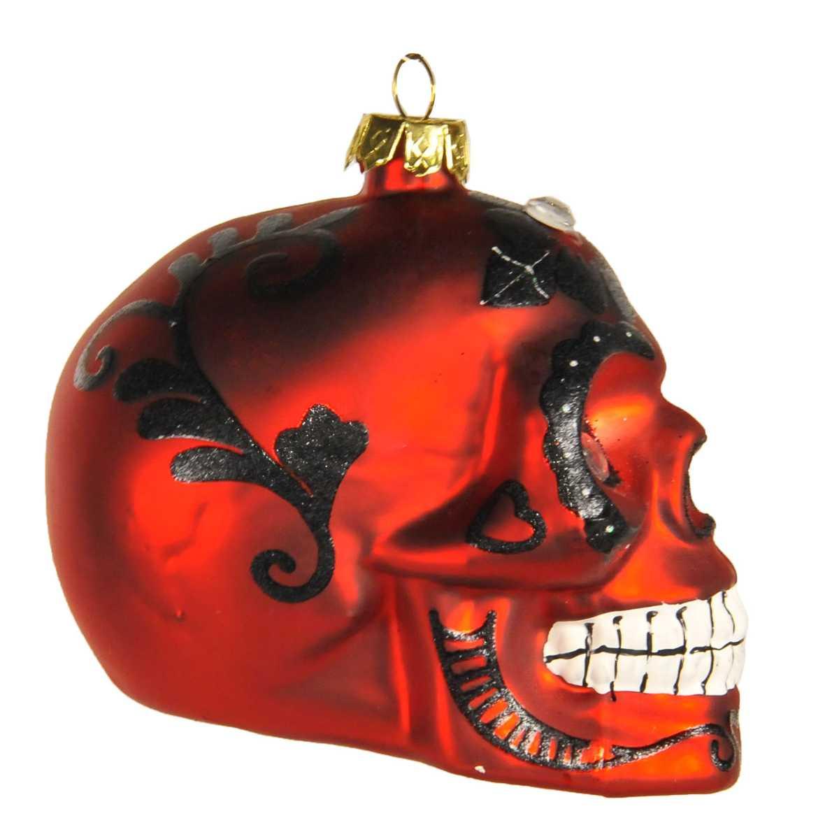 Pallina Natale Vetro Collezione cm.9 Teschio Rosso |Inge's Glass