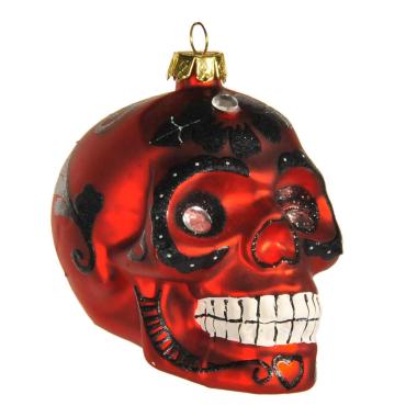 Pallina Natale Vetro Collezione cm.9 Teschio Rosso |Inge's Glass