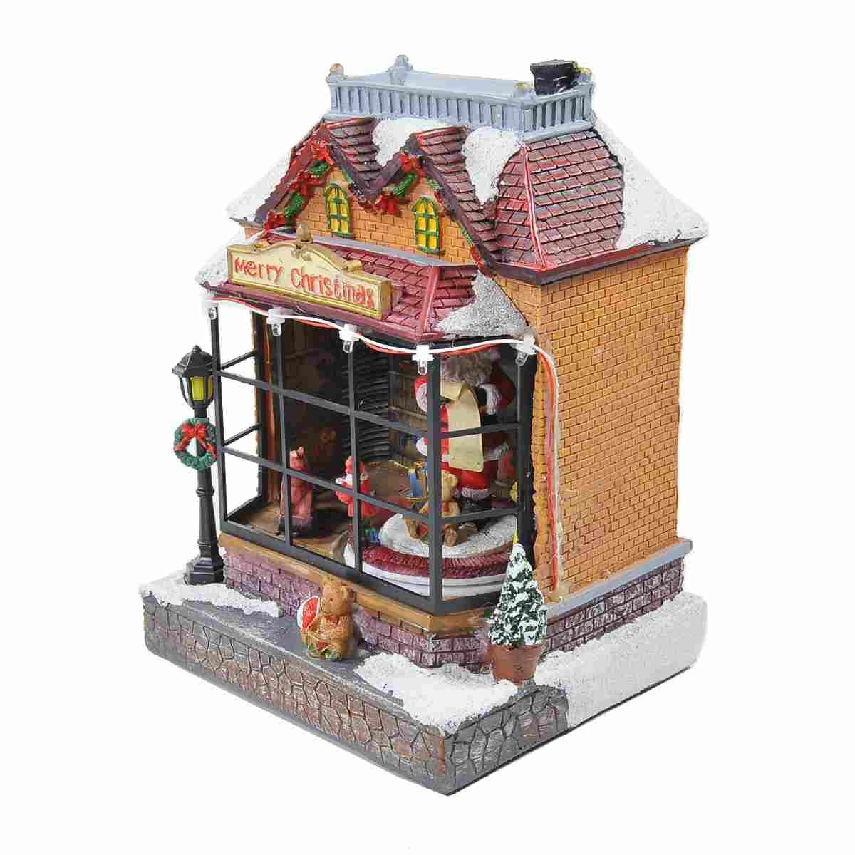 Giostra Natale Bottega con Babbo Luci Mov. Suoni a Batterie cm.17x15xh23 |Vacchetti