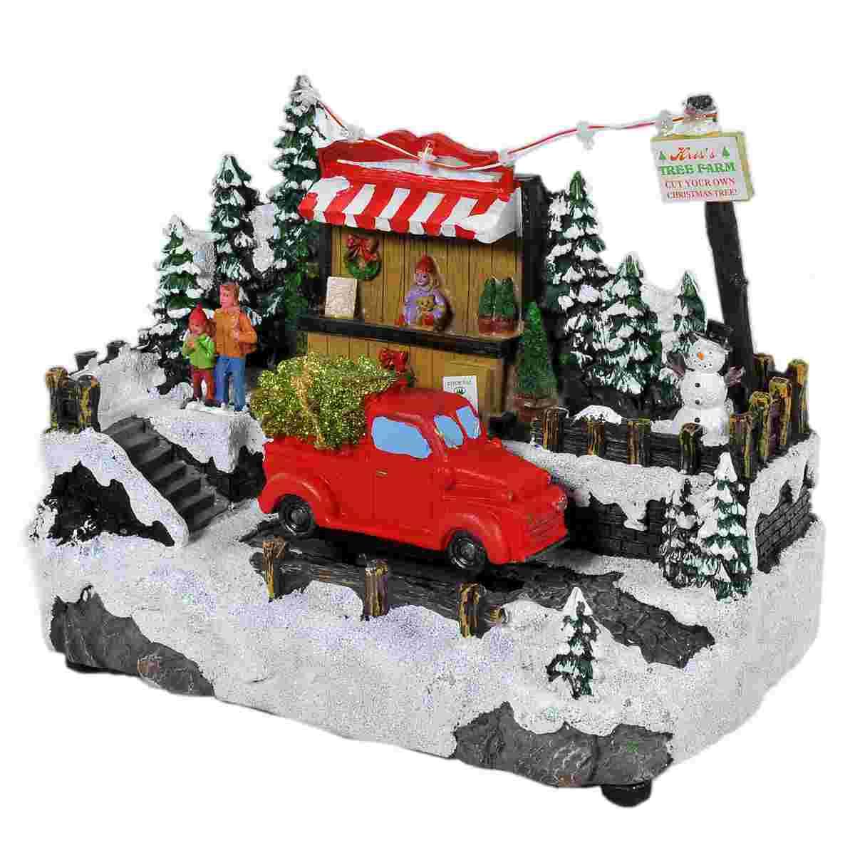 Giostra Natale con Bottega Furgone Luci Mov. Suoni a Batterie cm.26x15,5xh20 |Vacchetti