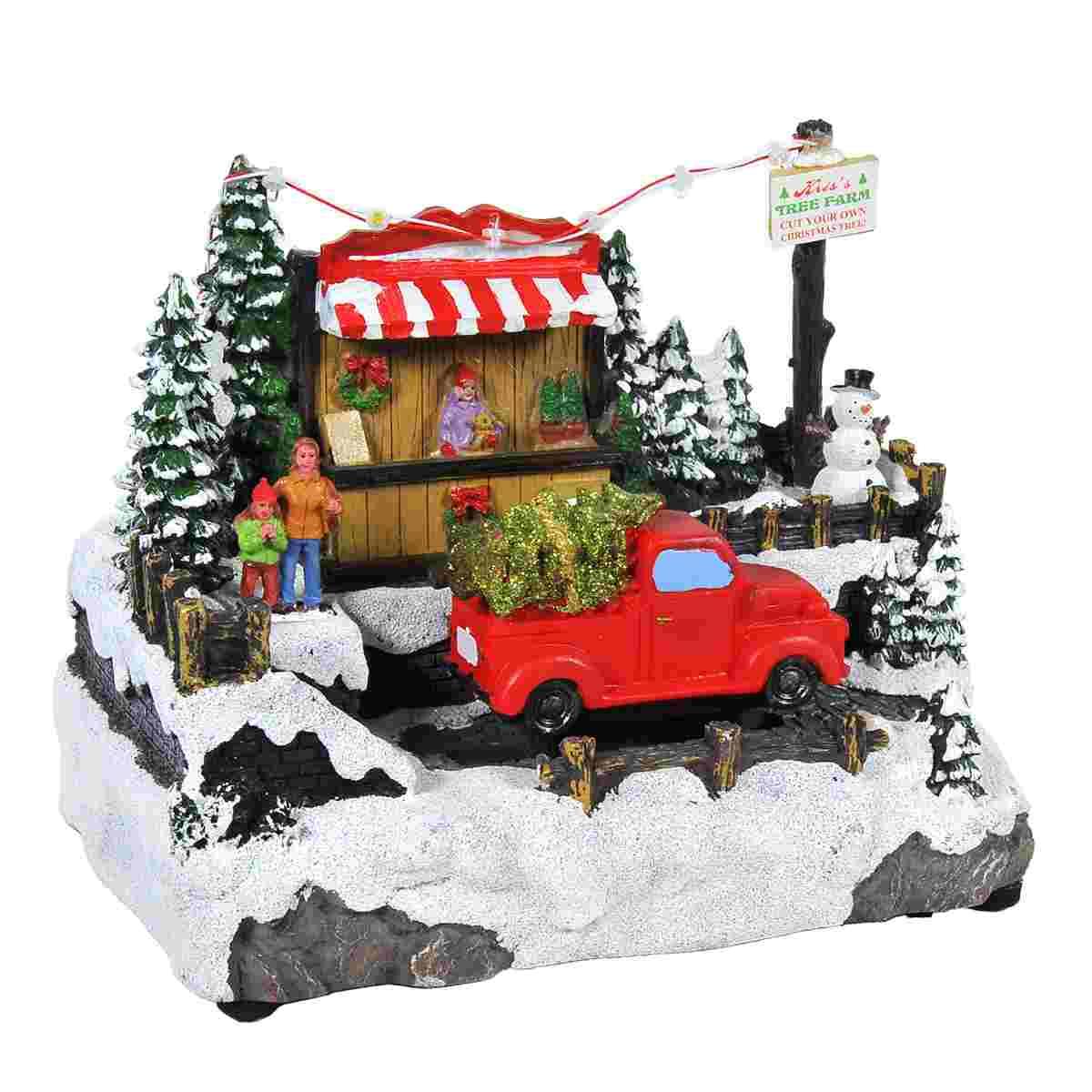 Giostra Natale con Bottega Furgone Luci Mov. Suoni a Batterie cm.26x15,5xh20 |Vacchetti