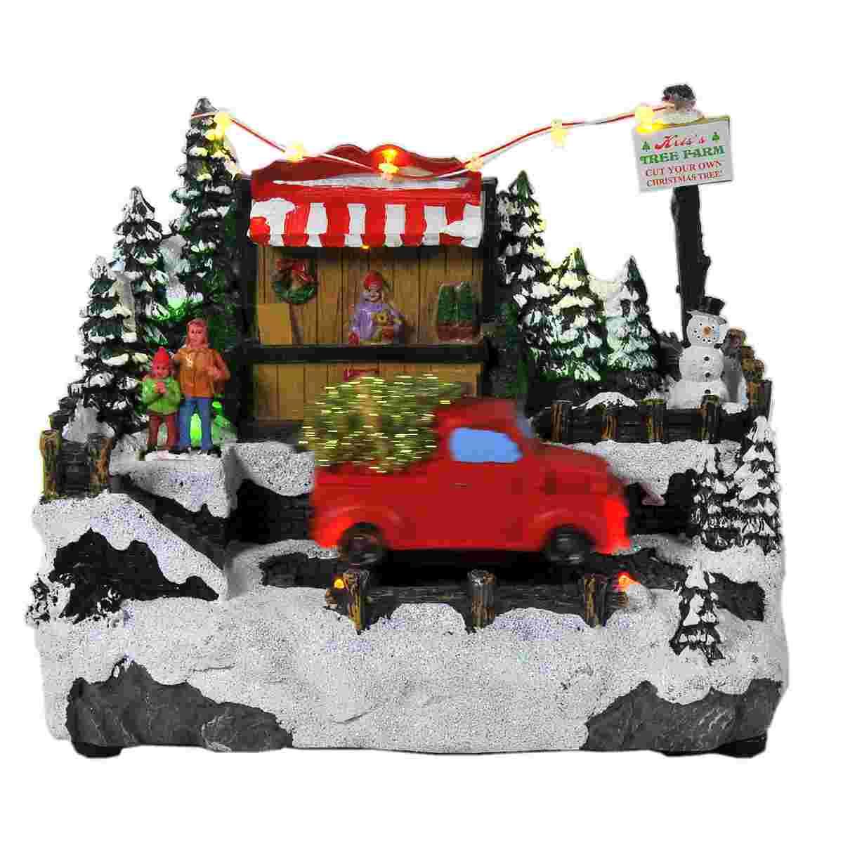 Giostra Natale con Bottega Furgone Luci Mov. Suoni a Batterie cm.26x15,5xh20 |Vacchetti